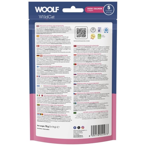 Woolf Wildcat Cream 5 stk, Duck &amp; Salmon + Oligosaccharider