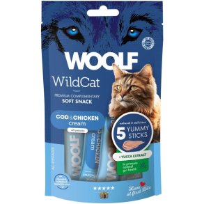 Woolf Wildcat Cream 5 stk, Cod & Chicken + Yucca-ekstrakt