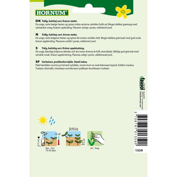 Hornum - rt, Sukker-, halvhj, Vroege Frhe