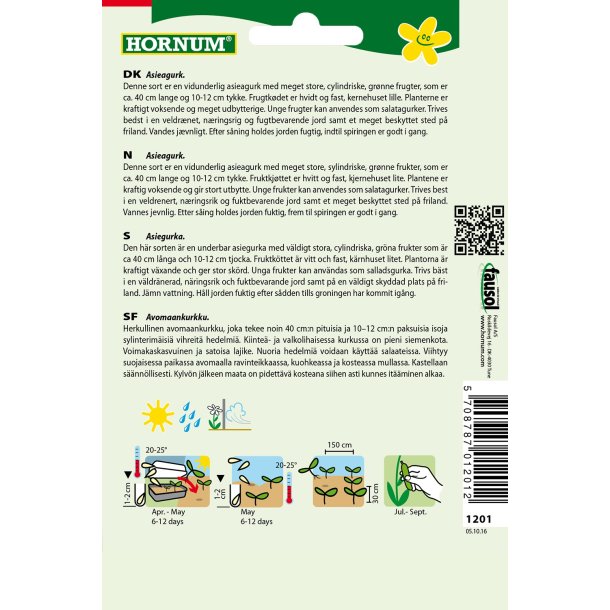 Hornum Agurk, Asie-, Frilands-, Fatum