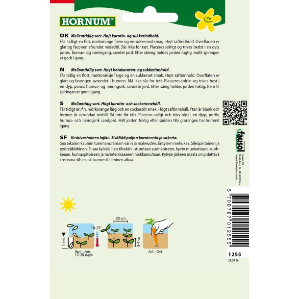 Hornum - Gulerod, Sommer-, Rotin