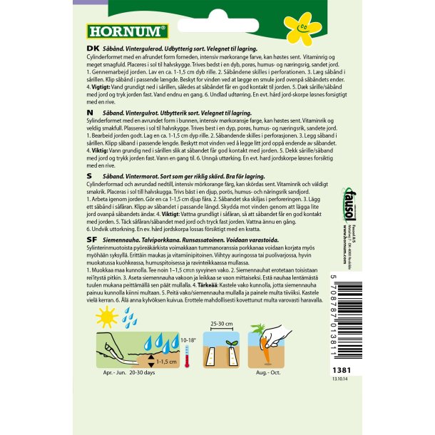 Hornum Gulerod, Vinter- Lange rote, Sbnd