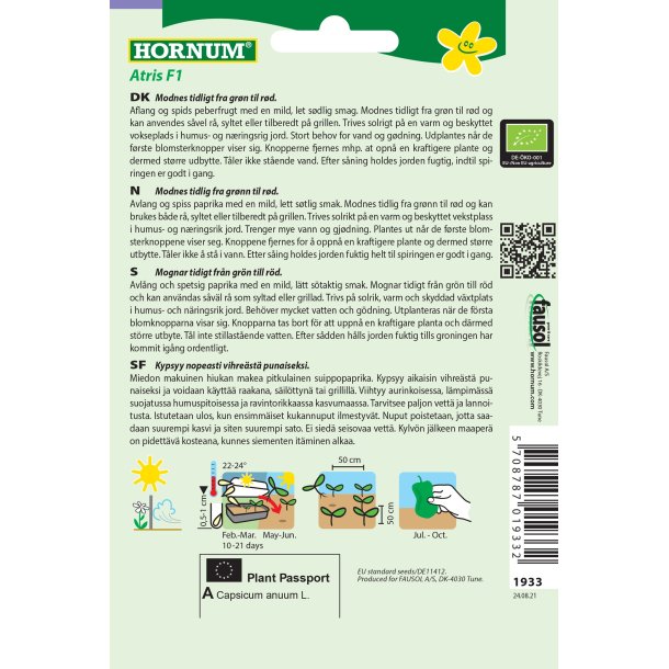 Hornum kologisk Peberfrugt, Atris F1