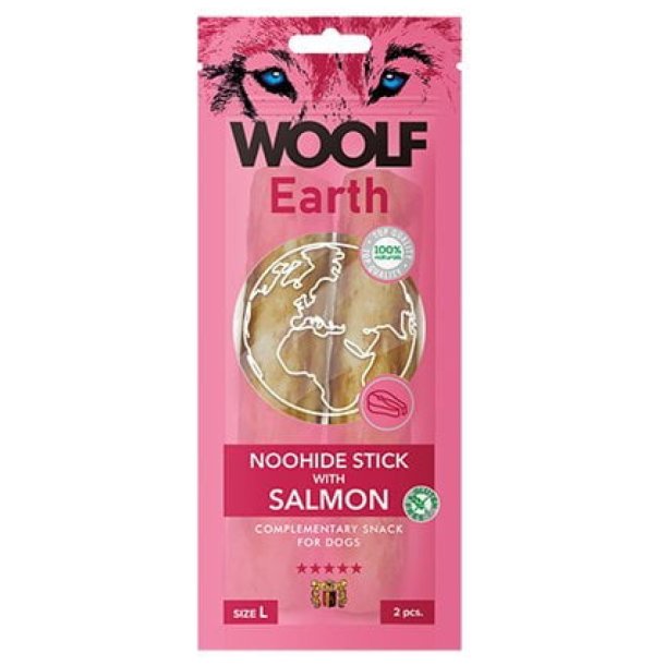 Woolf Earth Noohide sticks salmon L, 2stk.