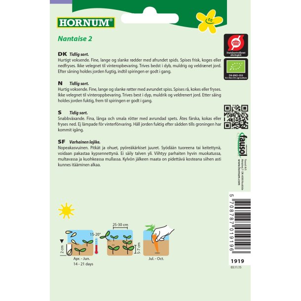 Hornum kologisk Gulerod, Sommer- - Nantaise 2