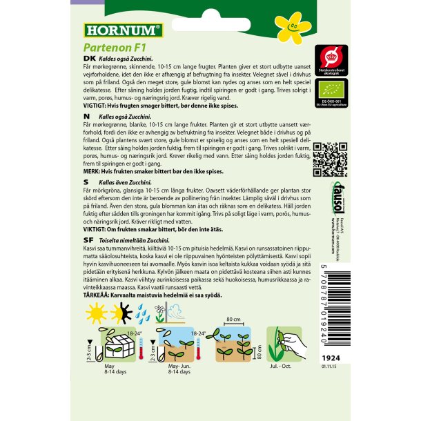 Hornum kologisk Squash - Black Beauty