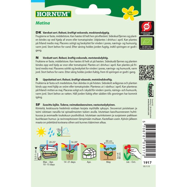 Hornum kologisk Tomat, Matina