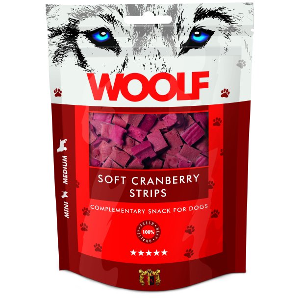 Woolf Soft cranberry strips 100g